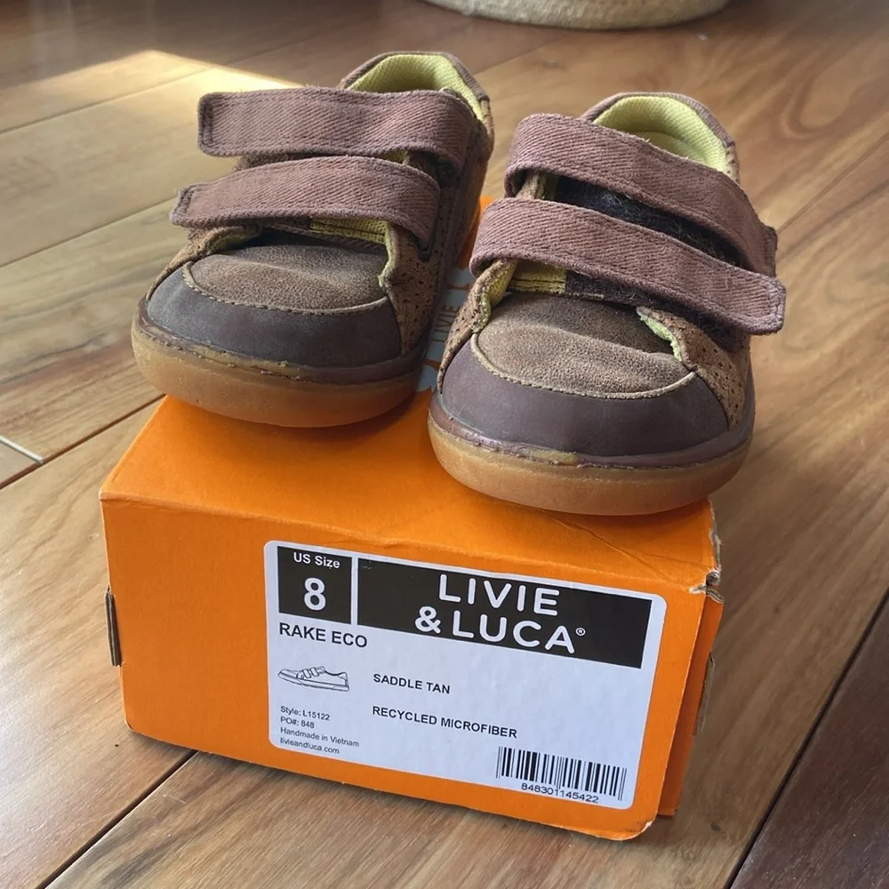 Livie & Luca Rake Eco Sneaker Toddler 8 Brown Velcro - Picture 10 of 11